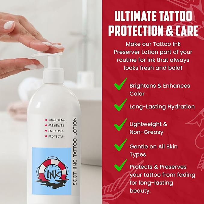 SOOTHE 'N WIPE Ink Preserver Tattoo Aftercare Lotion – Moisturizing Lotion for Tattoos - Moisturizer, Brightener & Color Enhancer for Shiny, Vibrant Color & Long-Lasting Ink