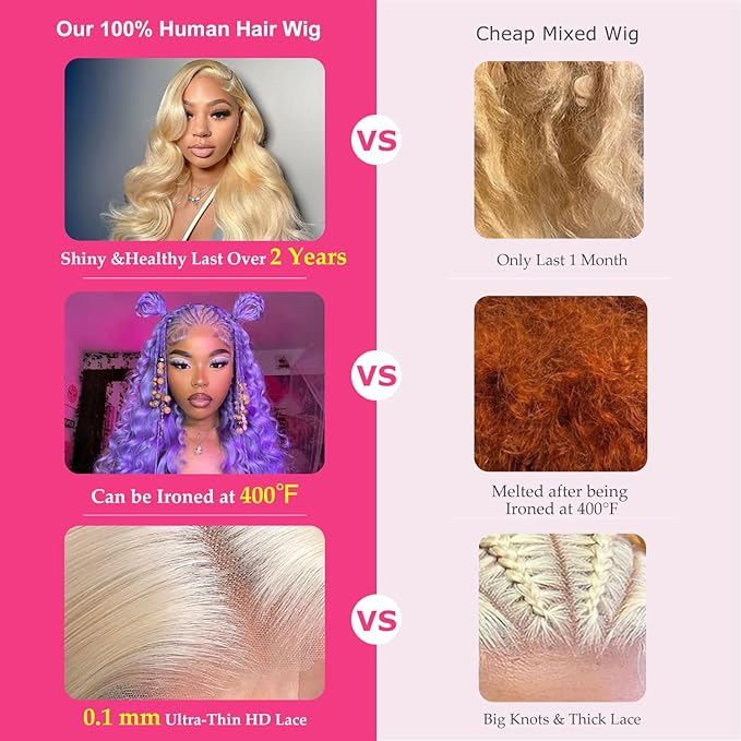 30 inch 613 Straight Wig 13x6 Lace Front Wig Human Hair 200% Density HD Lace Frontal Wig with Baby Hair Straight Blonde Glueless Lace Front Wigs Pre Plucked