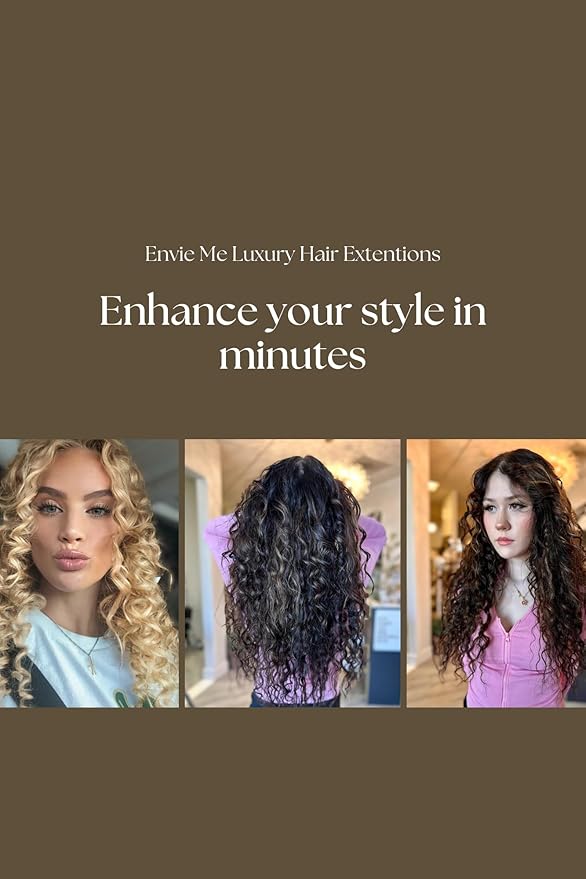 Envie Me Luxury Hair Extensions Remy Cuticle Intact Double Drawn Real Human Hair Seamless-Invisible Clip Deep Wave Curl Human Hair Extensions #2 Dark Chocolate Brown 20 inch 110g 8 pcs