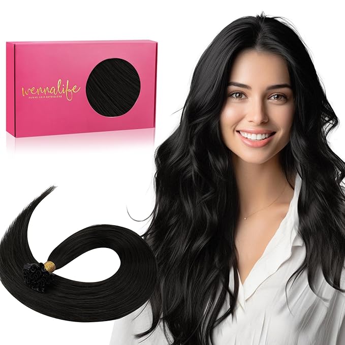 WENNALIFE U Tip Human Hair Extensions, 50g 50s 20 Inch Natural Black Remy Invisible Straight Keratin Hair - K Tip Real Human
