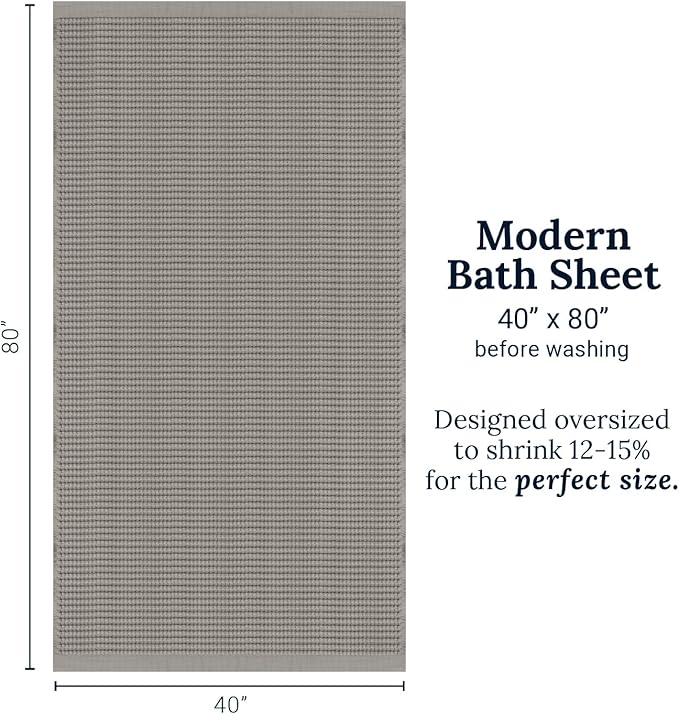 GILDEN TREE Waffle Bath Sheet Quick Dry Towel, Thin Luxury Bath Towels, Bath Sheets 40x80 Large Bath Towels, Modern Style (Pewter)