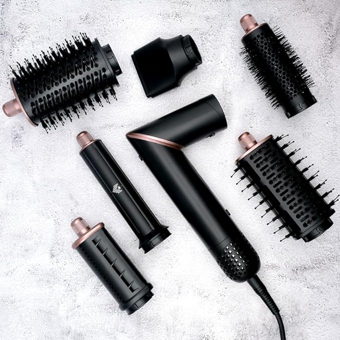 SRILabs StyleWrap Pro 7-in-1 Coanda Air Hair Multi Styler Dryer Brush with Negative Ions, Lighter and Foldable Design, Quiet Brushless Motor, Aviation-Grade Aluminum, Memory Function
