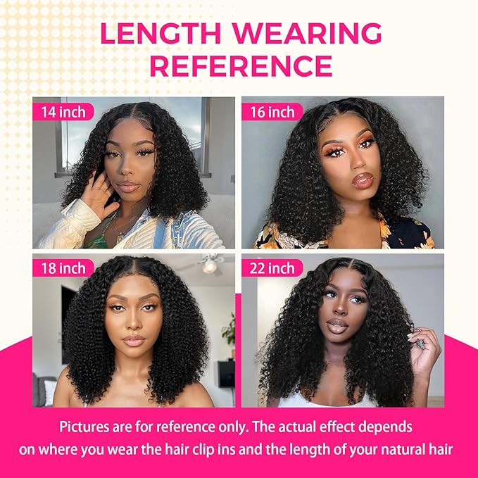 Lashey Invisi Edge Clip in Hair Extensions 14 Inch 110g 7pcs Injected Seamless PU Clip in Hair Extensions Virgin Human Hair, Natural Black Kinky Curly Hair