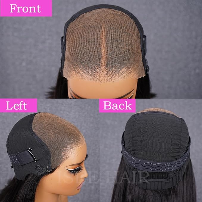 ISEE Hair M Cap 9x6 Bob Wig Human Hair Glueless Wigs Pre Plucked Pre Cut HD Lace Front Glueless Wigs Human Hair 180% Density Short Straight Bob Wigs for Black Women (Yaki Straight, 10 Inch)