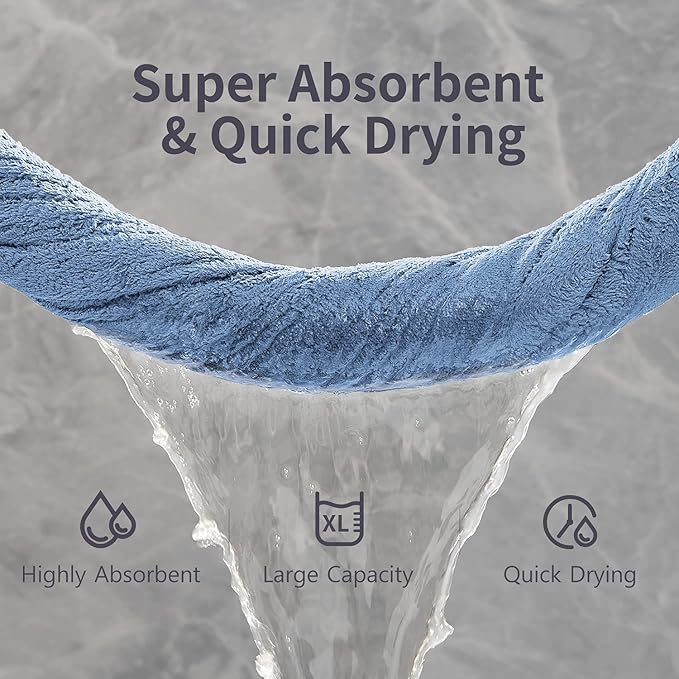 Ultra Soft Bath Towels Extra Large 35x70 Inches, 4 Pcs Bath Sheets 600 GSM Quick Dry Bathroom Towels Set for Hotel Camping Swim, Absorbent Oversized Shower Towels Blue