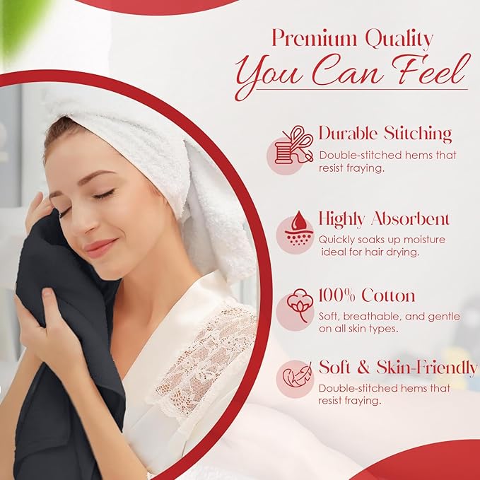 RIVERSIDE 6 Pack Premium Hand Towels Set, 16x28 inches, 100% Ring Spun Cotton, 600 GSM, Soft, Quick Dry and Highly Absorbent, Towels for Bathroom, Kitchen, Gym, Spa - Charcoal