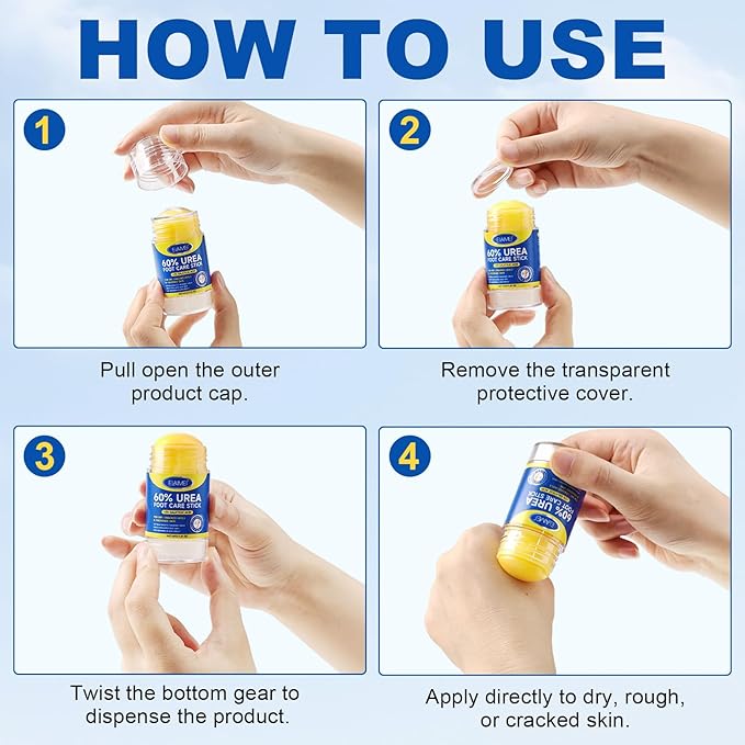 Urea Cream Stick 60% Plus 2% Salicylic Acid, Extra Strength Urea Foot Cream for Dry Cracked Heels, Callus Remover for Feet,Moisturizing Lotion for Hands, Knees,Elbows,Softens and Exfoliates Dead Skin