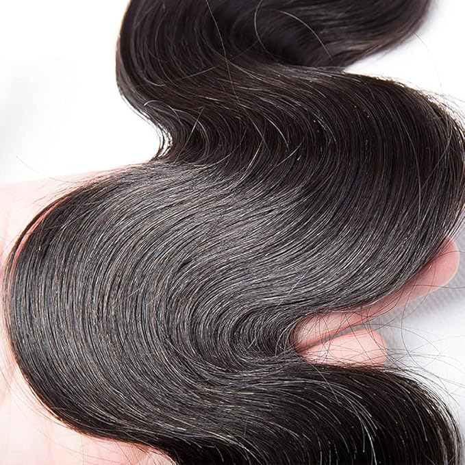 Body Wave Bundles Human Hair #1B Body Wave Bundle 18 inch Unprocessed Human Hair 1 Bundle Natural Black Color 300g