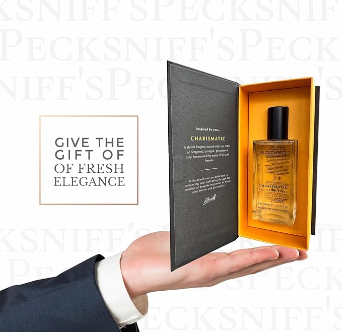 Pecksniff's Mens 100 ml/3.3 fl oz Eau de Toilette Charismatic – Fresh Fougere Cologne with Bergamot, Lime, Lily & Freesia