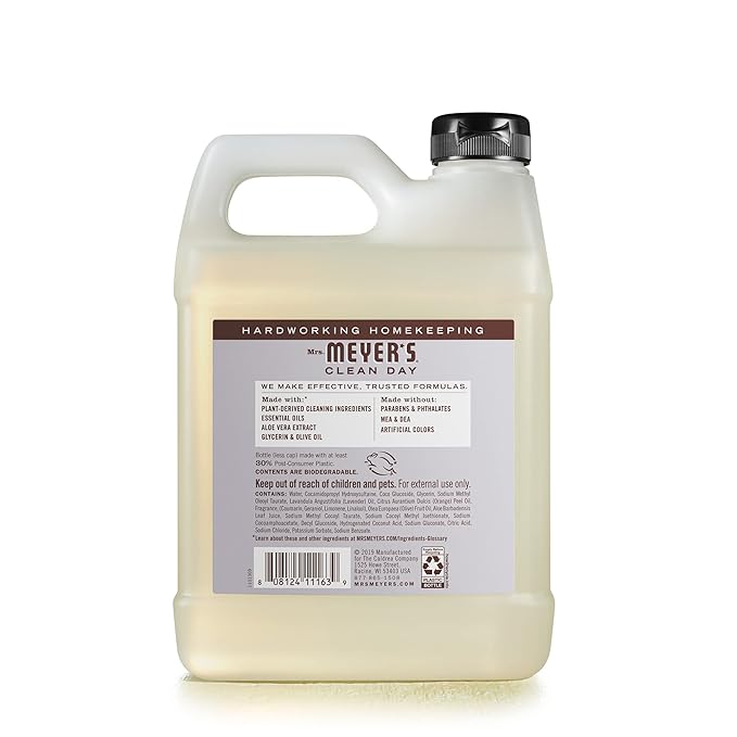MRS. MEYER'S CLEAN DAY Liquid Hand Soap Refill, Cruelty Free, Lavender Scent, 33 Fl Oz (Pack of 1)