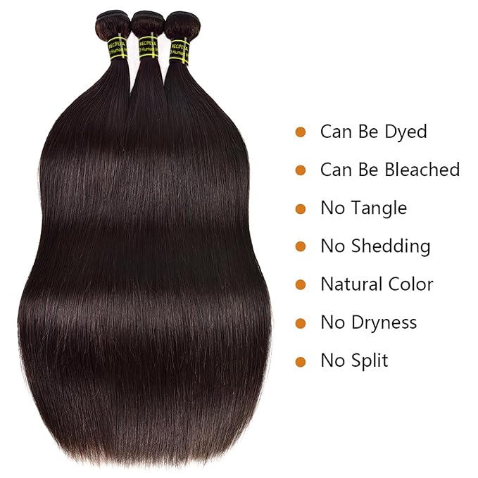 Straight Bundles Human Hair 20 22 24 Inch 10A 100% Unprocessed Brazilian Human Hair 3 Bundles Straight Hair Virgin Deals Human Hair Extensions Natural Color