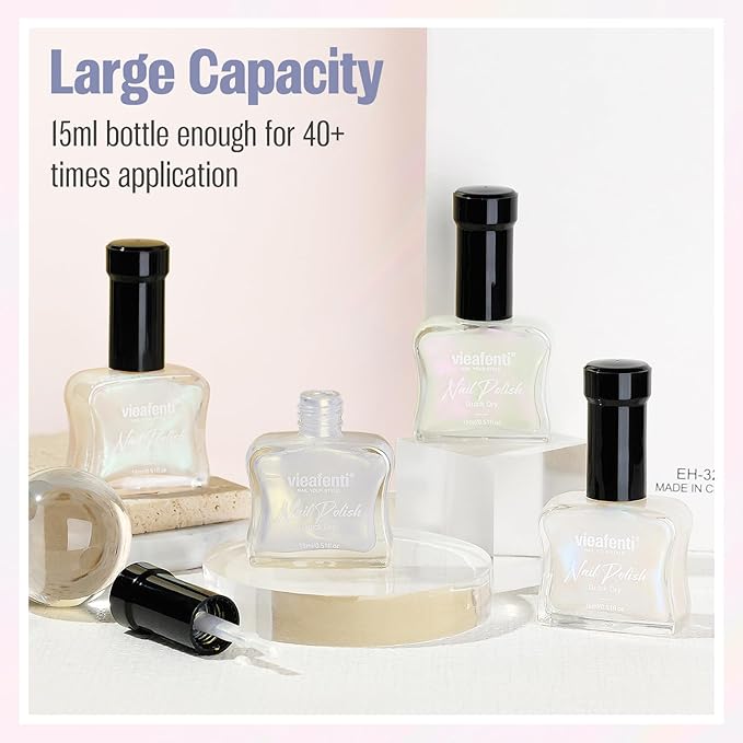 Pearl Yellow Iridescent Nail Polish 15ml - Aurora Mermaid & Unicorn Glossy, Quick Dry Air Dry Long Lasting, Oil-Based Vegan Nail Art Polish - DIY at Home
