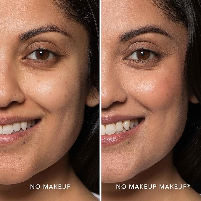 No Makeup Makeup Long-Lasting Lightweight Foundation & Brush Duo | Cruelty-Free, Fragrance-Free, Buildable, Transfer-Proof Makeup (Almond)