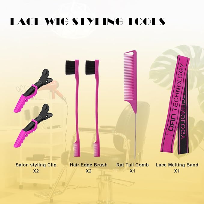 DAN Technology hot comb set,Wig Installation Kit,hot comb,Wig Glue,Wig Glue Remover,Hair Wax Stick,Edge Control Gel,HD wig cap,Lace Melting Band,Hair Edge Brush,Rat Tail Comb,Salon Styling Clips