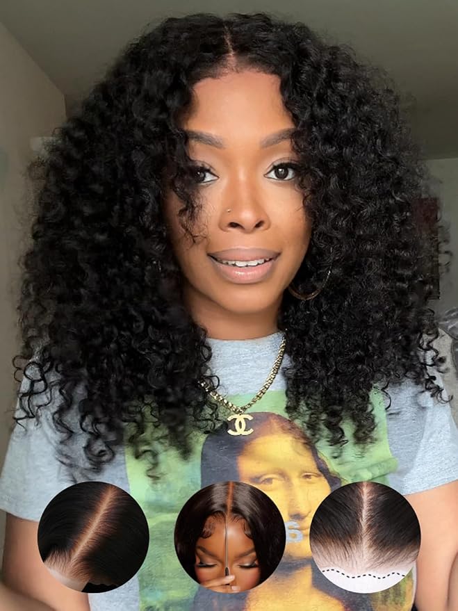 Sunber Bye Bye Knots Curly Glueless Human Hair Wig Pre cut 7x5 HD Lace Front Put On Go 3S Wear Pre Bleached Invisible Knots 150% Density Pre Plucked with Baby Hair 22Inch Pre Everything Curly Wigs