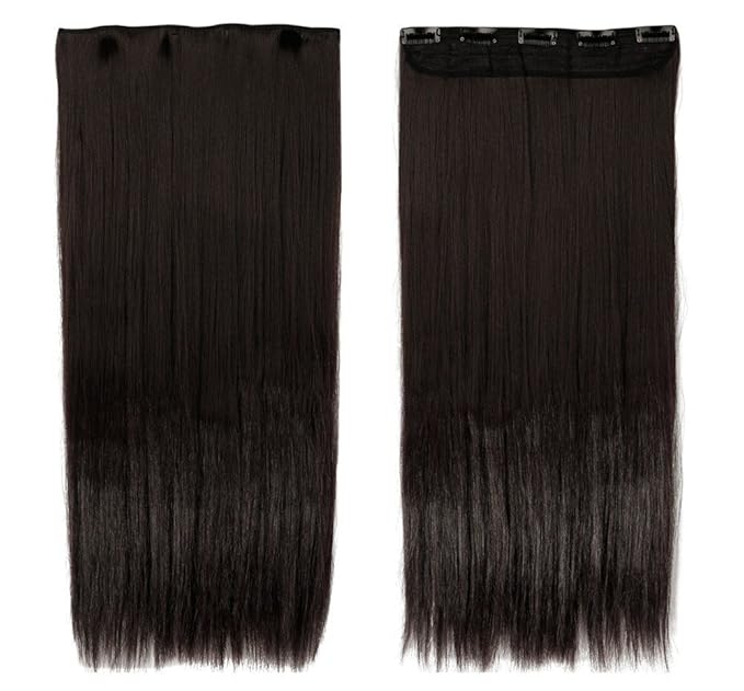S-noilite 30"/29" Straight Curly 3/4 Full Head One Piece 5clips Clip in Hair Extensions Long Poplar Style for Women Gifts 22colors (30" - Straight, dark brown)