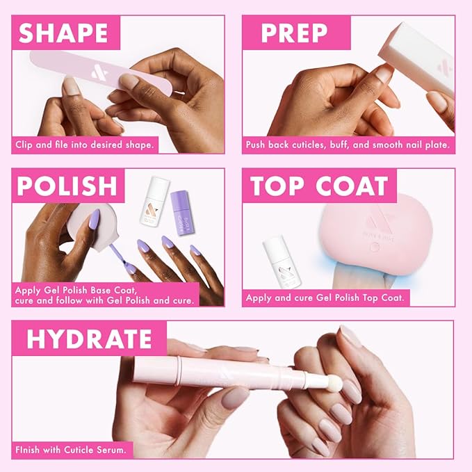 Olive & June Gel Polish | UV LED Nail Lamp Needed | Long Lasting Formula | Up to 21 Days of Wear | Damage-Free Removal |Salon-Quality Manicure at Home | Pink Goldfish | Pink Iridescent