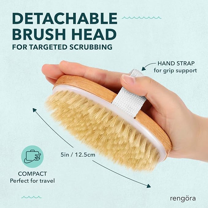 Back Scrubber for Shower - 20" Long Handle Shower Brush - Natural Bristle Back Brush - Ergonomic Handle + Silicone Anti-Slip Grip - Great Gift Idea - Men, Women + Elderly Love This (Firm Bristles)