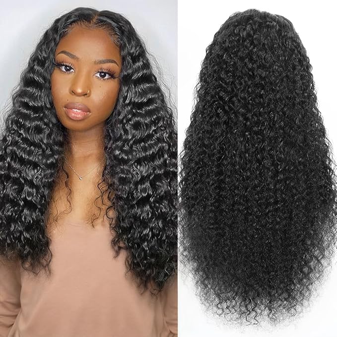 22 Inch Deep Wave Wig Human Hair 200 Density 13x6 Lace Front Wigs Human Hair Pre Plucked Glueless Wigs with Baby Hair Deep Curly Wig for Black Women