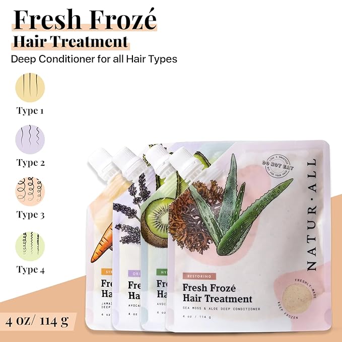 NaturAll Fresh Froze Hair Treatment-Deep Conditioner for Dry Damaged Hair–for All Hair Types-Deep Conditioning Hair Mask, Nourishing Formula for Soft & Moisturized Hair–Bundle of 4 (4 Oz. Each)