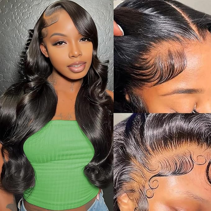 30 Inch Body Wave Lace Front Wigs Human Hair 200 Density 13x6 HD Lace Frontal Wigs Pre Plucked with Baby Hair Natural Color Glueless Wigs for Women