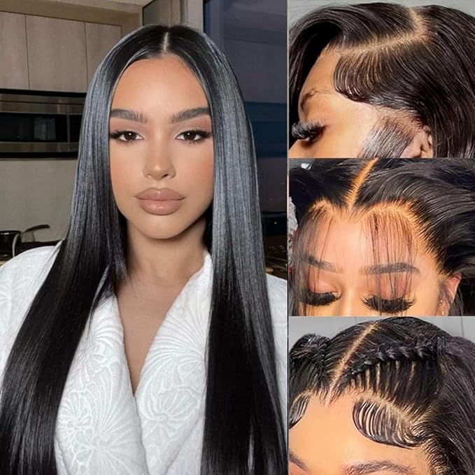 LICHANG 200 Density 13x4 Lace Front Wigs Human Hair Straight Glueless Pre Plucked for Women 26 Inch