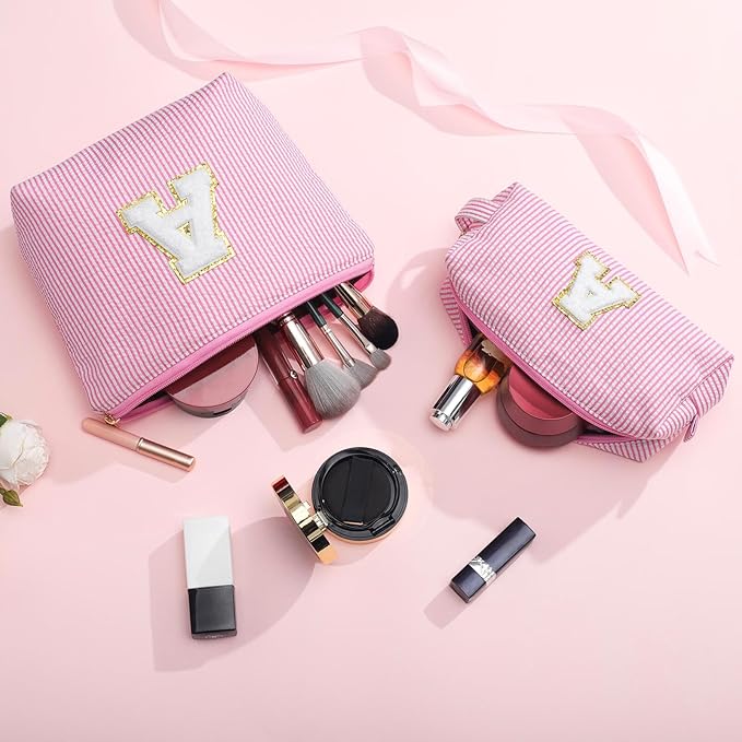 YOOLIFE Christmas Gifts For Teenage Girls Stocking Stuffers For Teen Girls Initial Makeup Bag | Cosmetic Travel Toiletry Bag | 9 10 11 12 13 14 15 Years Old | Teen Girl Gifts Trendy Stuff Pink K
