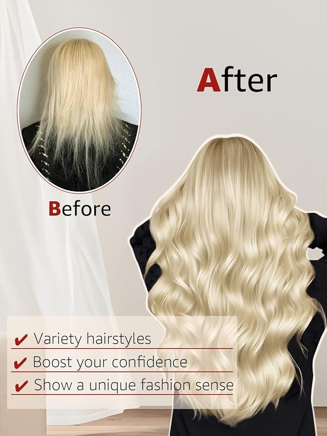 Clip in Hair Extensions Real Human Hair By 22 inch, Color Blonde Human Hair Clip in Extensions 120grams,6pcs Per Set With 18 Clips Double Weft(#60,22'')