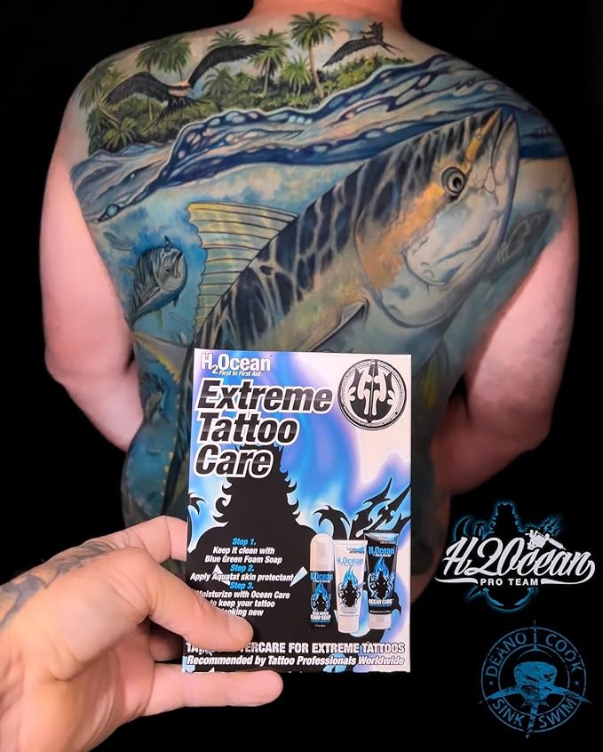 H2Ocean Extreme Tattoo Aftercare Kit – Complete 3-Step Tattoo Care & Healing Set with Antibacterial Foam Soap, Moisturizing Cream & Ointment – Sea Mineral Enriched Formula for Healthy, Vibrant Tattoos