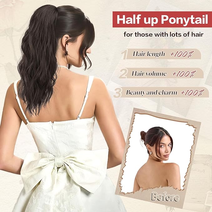 SOFEIYAN Ponytail Extension Mini Claw Clip Curly Ponytail Hair Extensions Long Wavy Pony tails Hairpiece Cute Jaw Clips for Women