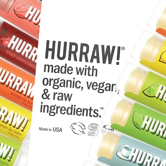 Hurraw! Almond Lip Balm, 2 Pack: Organic, Certified Vegan, Cruelty and Gluten Free. Non-GMO, 100% Natural Ingredients. Bee, Shea, Soy and Palm Free. Made in USA