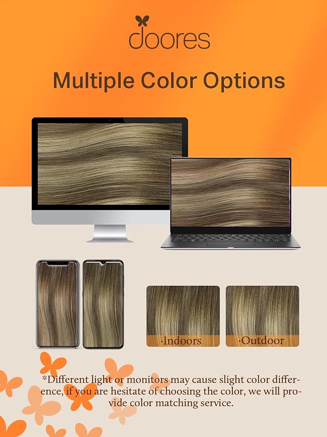 DOORES Tape in Hair Extensions Human Hair, Balayage Walnut Brown to Ash Brown and Bleach Blonde 16 Inch 40pcs 100g, Human Hair Extensions Tape in Straight Hair