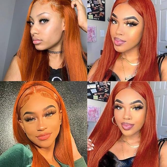 16 18 20 Inch Ginger Bundles Human Hair #350 Orange Straight 3 Bundle Unprocessed Brazilian virgin hair Weave Extensions Double Weft 50 Grams/Bundle Colored Ginger Bundles for Woman