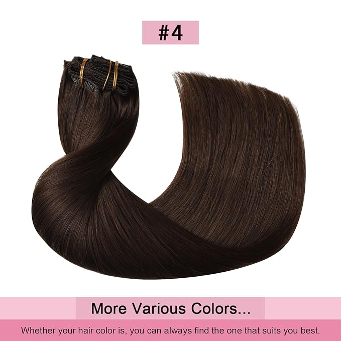 Pro2.0 Remy Clip in Extensions Real Human Hair Color #4 Chocolate Brown Remy Clip in Hair Extensions Real Human Hair 18inch 120g Thick 7pcs Seamless Double Weft for Women（#4-18inch）
