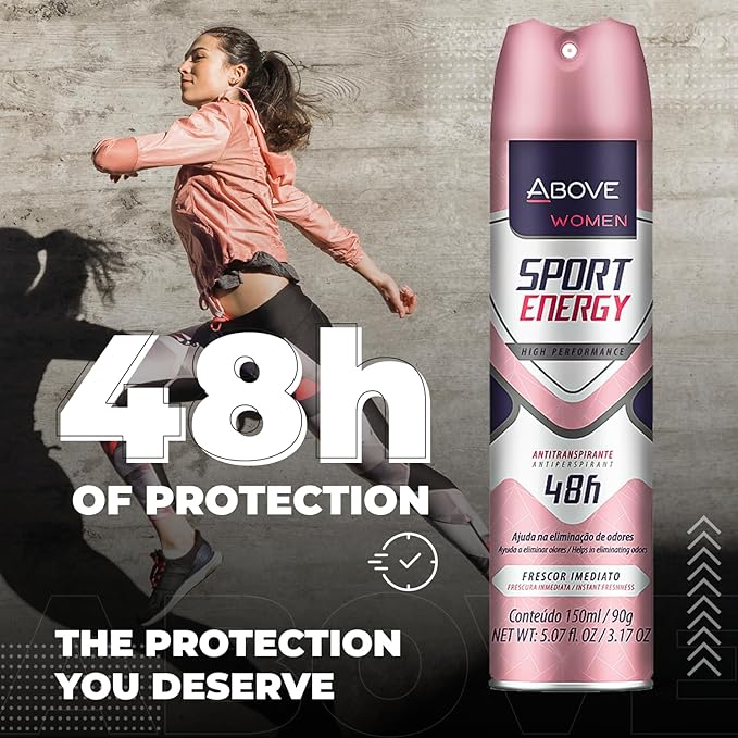 ABOVE 48 Hours Antiperspirant Deodorant, Sport Energy, 3.17 oz - Dry Spray Deodorant for Women - Floral Scent - Antiperspirant Spray - No Stains