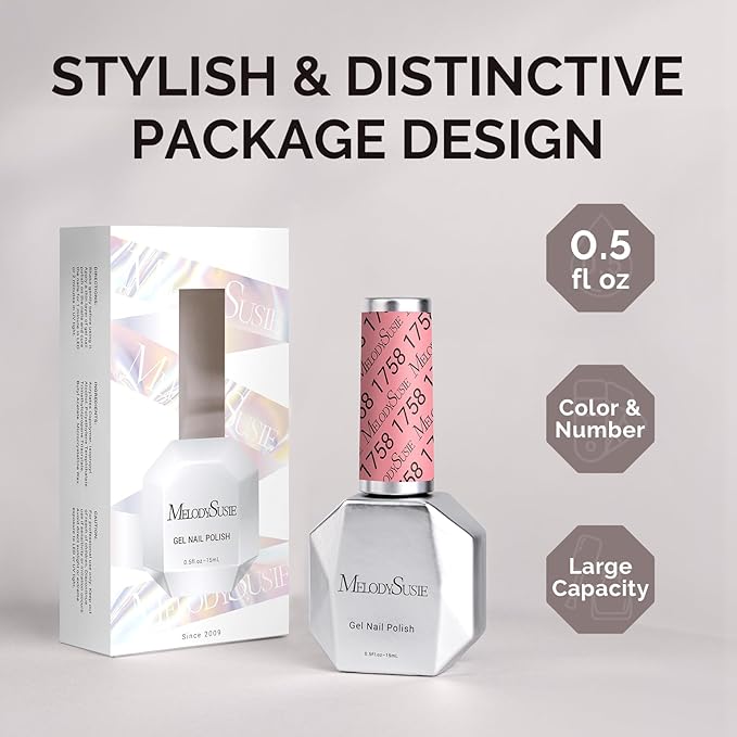 MelodySusie Pink Gel Polish,0.5fl oz Baby Pink Soak Off UV LED Nude Pink Gel Polish Gift for Women Nail Art Manicure Salon DIY Nail Design Decoration at Home-1758
