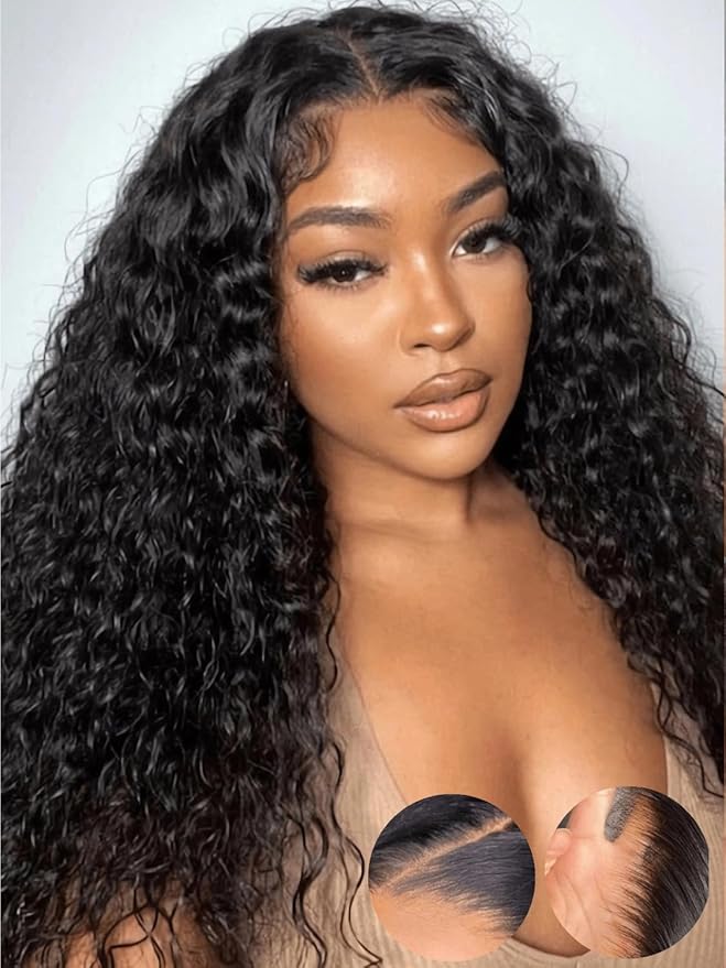 Julia Hair Water Wave Wear and Go Glueless Wig Pre Cut Lace Front Wigs Human Hair Pre Plucked for Beginners Wet and Wavy HD Swiss Lace Closure Wigs 12A Brazilian Hair Natural Color 16 Inch