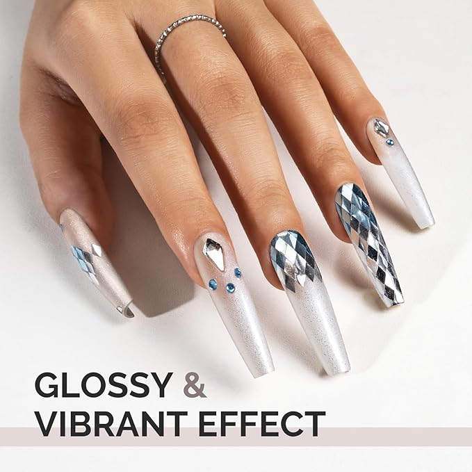 MelodySusie White Glitter Gel Nail Polish,0.5fl oz White Shimmer Soak Off UV LED Pure White Sparkle Glitter Gel Polish Gift for Women Nail Art Manicure Salon DIY Nail Design Decoration at Home-1746