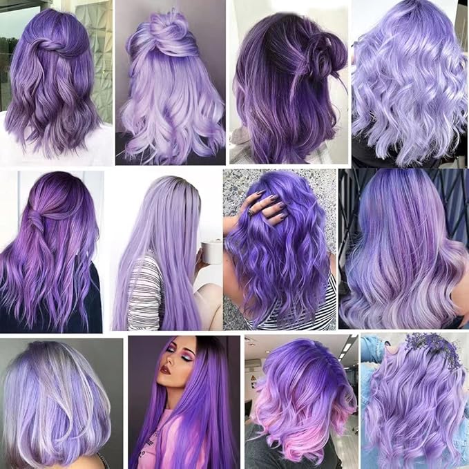 10PCS 20 Inch Lavender Light Purple Hair Extensions for Girls Wig Pieces Clip in Coloured Hair Extensions for Women Colorful Hairpieces Party Highlights Synthetic Multiple Colors