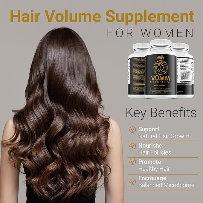 Womens Hair Growth Supplement | Thicker Fuller Hair Support for Thinning Hair and Hair Loss Vitamins | Warped Wellness Vümm Goddess