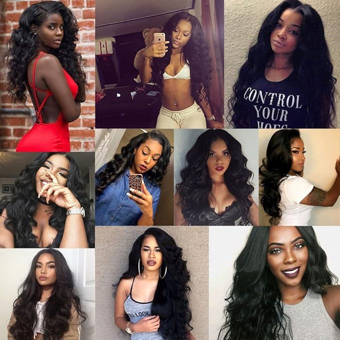 Color 1B Human Hair Bundles Body Wave Human Hair Bundles 16 18 20 inch Brazilian Remy Body Wave Bundle No Tangle