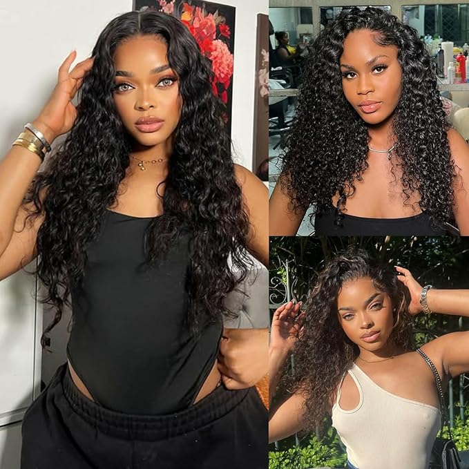 Curly Closure Wig Human Hair 5x5 HD Transparent 22 Inch Glueless Kinky Curly Wig ReadytoGo Pre Plucked for Black Women 5x5 Invisible Deep Curly Lace Front Wigs Wear and Go