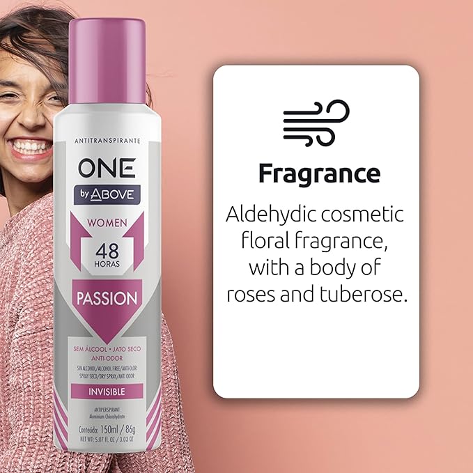 ABOVE 48 Hours One Antiperspirant Deodorant, Passion, 4 Pc - Dry Spray Deodorant for Women - Antiperspirant Spray - No Stain - Cruelty-Free