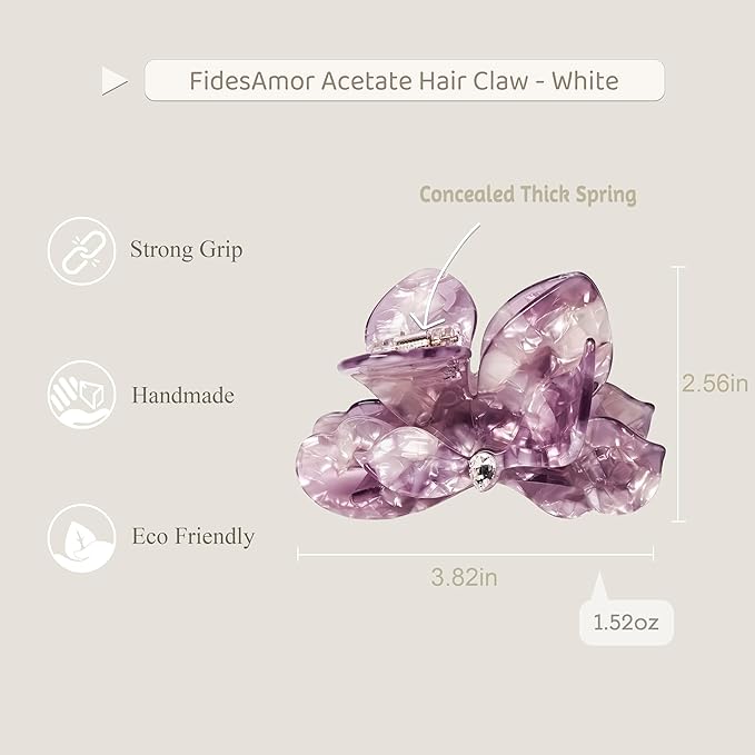 Flower Hair Claw Clips,Acetate Flower Hair Clips Cute Large Hawaiian Claw Clips for Women,3.82 Inch, Durable Design for Thick or Thin Hair (Purple)