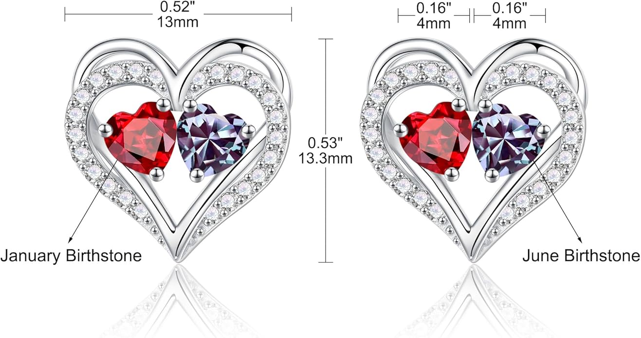Iefil Christmas Gifts for Women Wife - 925 Sterling Silver Birthstone Earrings, Anniversary Birthday Gifts for Women Wife Girlfriend Mom