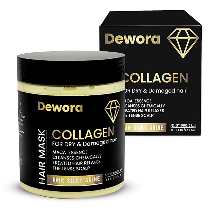 Collagen Hair Treatment Mask, for Dry & Damaged Hair, (Trataniento Para Cabella Seco y Matratados) is Keratin, Maca Essence All Cleanses Treated Hair Relaxes The Tense Scalp 8.8FL OZ,250ml