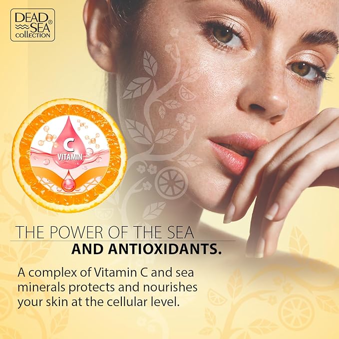 Dead Sea Collection Vitamin C Body Oil for Dry & Sensitive Skin – Moisturizing & Hydrating Skin Oil with Vitamin E & Blend of Almond, Grape, Olive, Wheat Germ Oil – Gentle Nourishing Skincare 6.76 oz