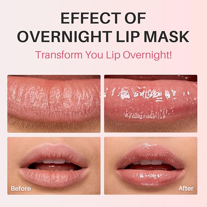 Lip Mask, Hydrating Overnight Lip Sleeping Mask, Lip Moisturizer for Dry Cracked Lips Care, Dual-Color Korean Lips Balm for Nourishing and Softening Lips, Minimizes Fine Lines - Lemon Mint