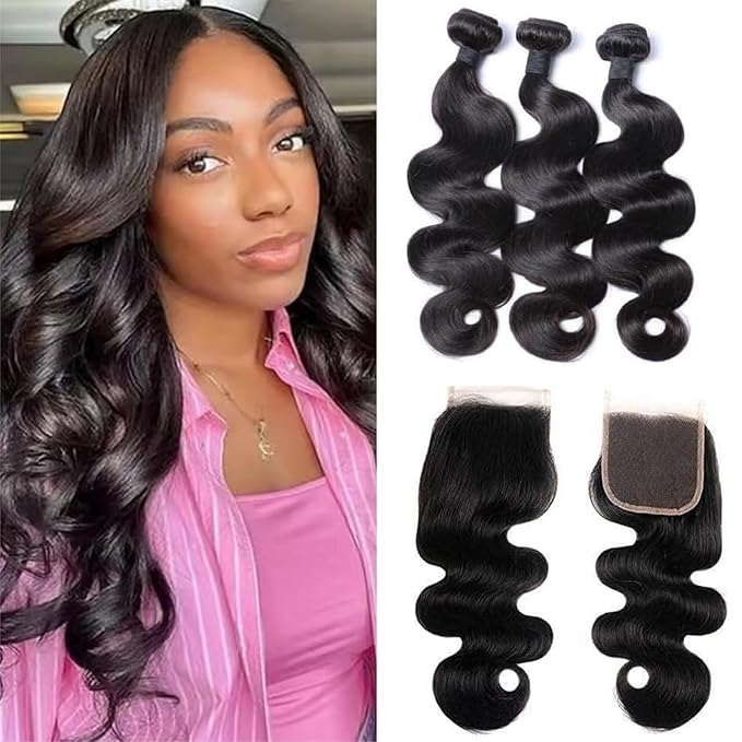 12A Human Hair Bundles 14 16 18 + 12 Inch Body Wave 100% Unprocessed Hair 3+1 bundles Deals Extensions Quick Weave Human Hair Natural Black Color