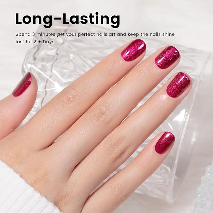 RARJSM Chameleon Gel Nail Polish Black to Wine Red Multichrome Black Purple Color Changing Glitter Chrome GelPolish Curing Requires Sparkle Shimmer Nail Gel Varnish Soak Off DIY at Home Salon 15ml